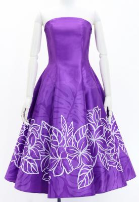 Hula Midi Dress with Plumeria Print / Luxury Collection / Purple / J2849pu