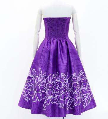 Hula Midi Dress with Plumeria Print / Luxury Collection / Purple / J2849pu