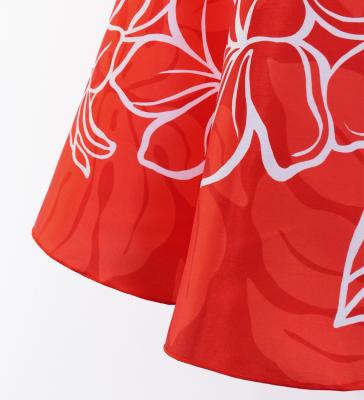 Hula Midi Dress with Plumeria Print / Luxury Collection / Red / J2849rd