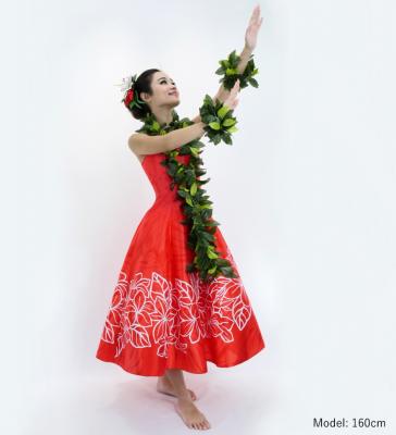 Hula Midi Dress with Plumeria Print / Luxury Collection / Red / J2849rd