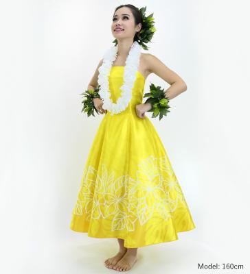 Hula Midi Dress with Plumeria Print / Luxury Collection / Yellow / J2849ye