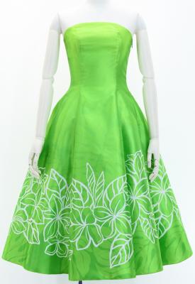 Hula Midi Dress with Plumeria Print / Luxury Collection / YellowGreen / J2849yegr