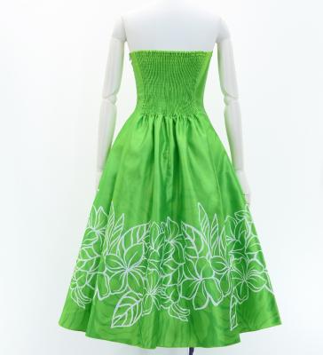 Hula Midi Dress with Plumeria Print / Luxury Collection / YellowGreen / J2849yegr