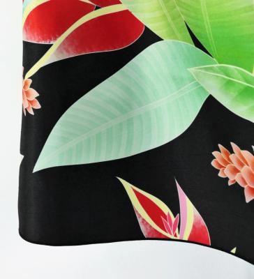 Hula Cape Long Dress with Heliconia Print / Luxury Collection / Black / J2873bk