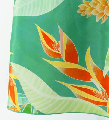Hula Cape Long Dress with Heliconia Print / Luxury Collection / Green / J2873gr
