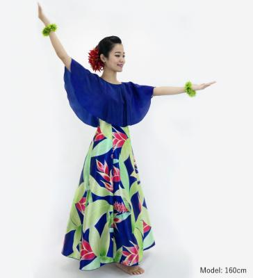 Hula Cape Long Dress with Heliconia Print / Luxury Collection / Navy / J2873nv