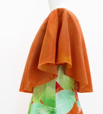 Hula Cape Long Dress with Heliconia Print / Luxury Collection / Orange / J2873or