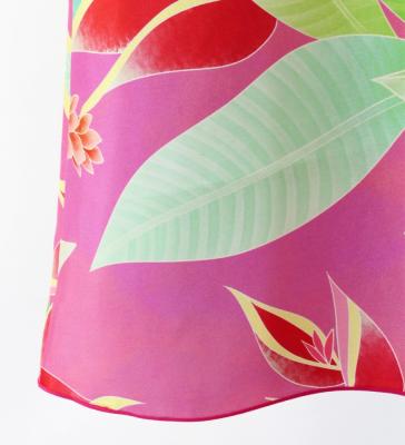 Hula Cape Long Dress with Heliconia Print / Luxury Collection / Pink / J2873pi