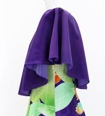 Hula Cape Long Dress with Heliconia Print / Luxury Collection / Purple / J2873pu
