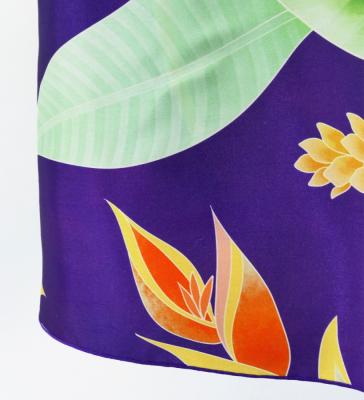Hula Cape Long Dress with Heliconia Print / Luxury Collection / Purple / J2873pu