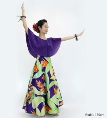 Hula Cape Long Dress with Heliconia Print / Luxury Collection / Purple / J2873pu