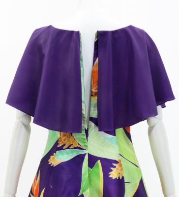 Hula Cape Long Dress with Heliconia Print / Luxury Collection / Purple / J2873pu