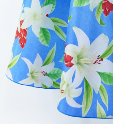 Hula Frill Sleeve Long Dress with Lily Print / Luxury Collection / Blue / J2874bl