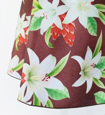 Hula Frill Sleeve Long Dress with Lily Print / Luxury Collection / Brown / J2874br