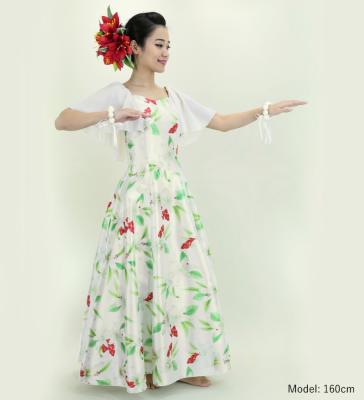 Hula Frill Sleeve Long Dress with Lily Print / Luxury Collection / Cream / J2874cr