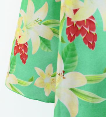Hula Frill Sleeve Long Dress with Lily Print / Luxury Collection / Green / J2874gr