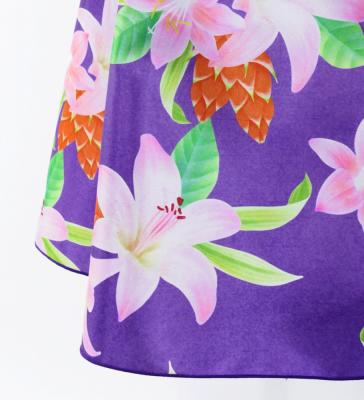 Hula Frill Sleeve Long Dress with Lily Print / Luxury Collection / Purple / J2874pu