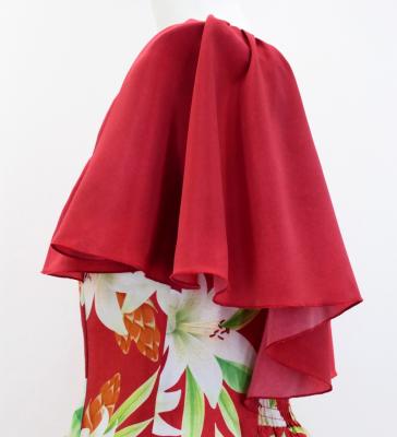 Hula Frill Sleeve Long Dress with Lily Print / Luxury Collection / Red / J2874rd