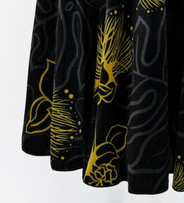 Hula Long Lehua Dress with Velvet / Luxury Collection / Black / J2875bk