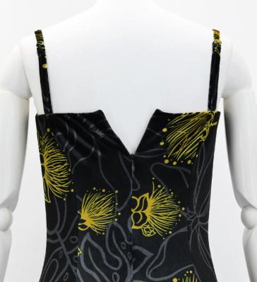 Hula Long Lehua Dress with Velvet / Luxury Collection / Black / J2875bk