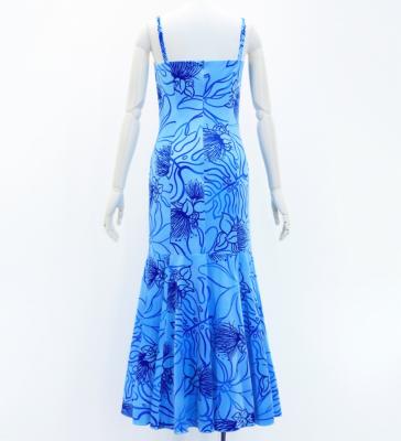 Hula Long Lehua Dress with Velvet / Luxury Collection / Blue / J2875bl