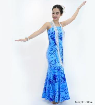 Hula Long Lehua Dress with Velvet / Luxury Collection / Blue / J2875bl
