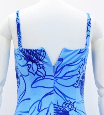 Hula Long Lehua Dress with Velvet / Luxury Collection / Blue / J2875bl