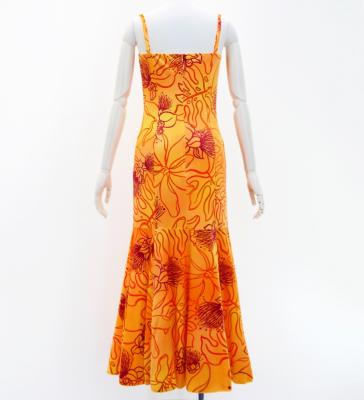 Hula Long Lehua Dress with Velvet / Luxury Collection / Orange / J2875or