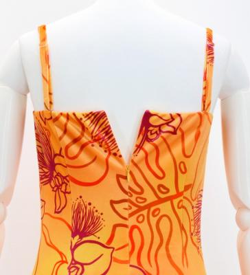 Hula Long Lehua Dress with Velvet / Luxury Collection / Orange / J2875or