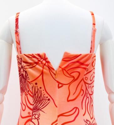 Hula Long Lehua Dress with Velvet / Luxury Collection / Orange & Red / J2875orrd