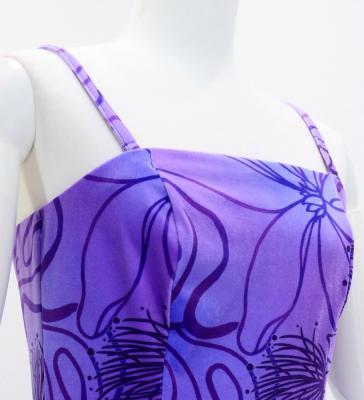 Hula Long Lehua Dress with Velvet / Luxury Collection / Purple / J2875pu