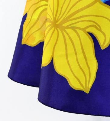 Hula Midi Dress with Hibiscus Print / Luxury Collection / Blue / J2915bl