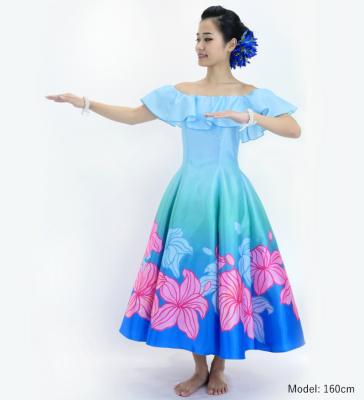 Hula Midi Dress with Hibiscus Print / Luxury Collection / Light Blue / J2915lbl
