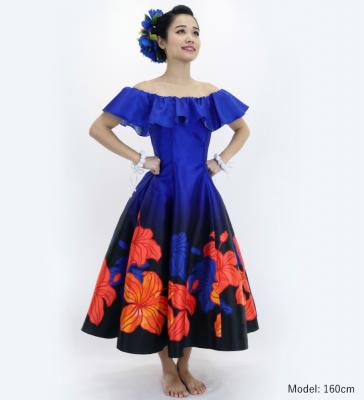Hula Midi Dress with Hibiscus Print / Luxury Collection / Navy / J2915nv