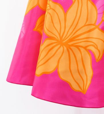 Hula Midi Dress with Hibiscus Print / Luxury Collection / Pink / J2915pi