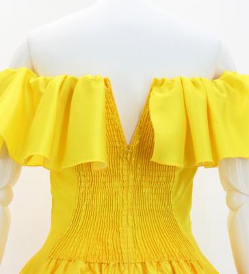 Hula Midi Dress with Hibiscus Print / Luxury Collection / Yellow / J2915ye