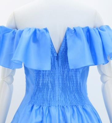 Hula Midi Dress with Strelitzia Print / Luxury Collection / Light Blue / J2952lbl
