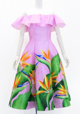 Hula Midi Dress with Strelitzia Print / Luxury Collection / Pink / J2952pi