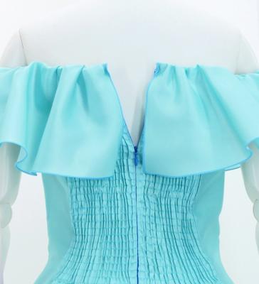 Hula Midi Dress with Strelitzia Print / Luxury Collection / Turquoise Blue / J2952tbl