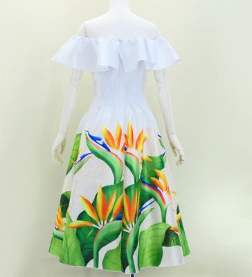 Hula Midi Dress with Strelitzia Print / Luxury Collection / White / J2952wh
