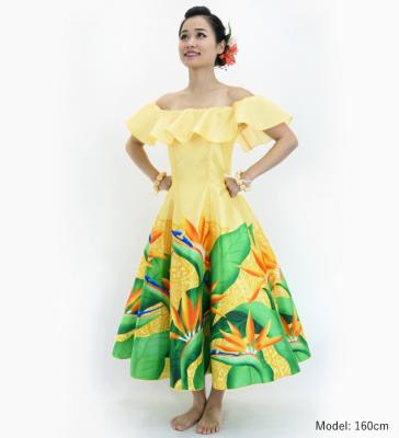 Hula Midi Dress with Strelitzia Print / Luxury Collection / Yellow / J2952ye