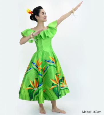 Hula Midi Dress with Strelitzia Print / Luxury Collection / Yellow Green / J2952yegr