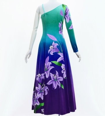 Hula One Shoulder Long sleeve Dress with Lily / Luxury Collection / LBL & PPL / J3031lblpu