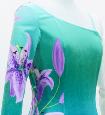 Hula One Shoulder Long sleeve Dress with Lily / Luxury Collection / LBL & PPL / J3031lblpu