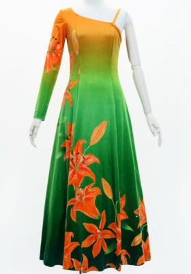 Hula One Shoulder Long sleeve Dress with Lily / Luxury Collection / OR & GR / J3031orgr
