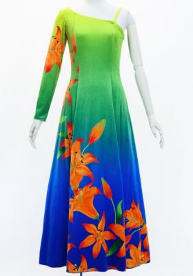 Hula One Shoulder Long sleeve Dress with Lily / Luxury Collection / YEL & BL / J3031yebl
