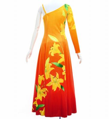 Hula One Shoulder Long sleeve Dress with Lily / Luxury Collection / YEL & RD / J3031yerd