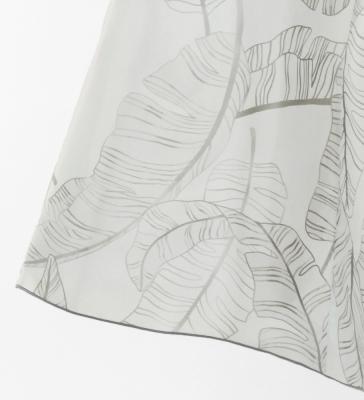 Hula Cape Long Dress with Banana Leaf Print / Luxury Collection / Gray / J3036gy