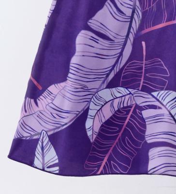 Hula Cape Long Dress with Banana Leaf Print / Luxury Collection / Purple / J3036pu