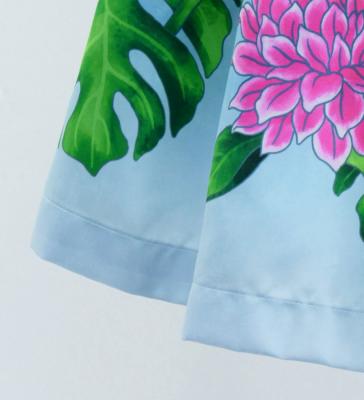 Hula Shantung Pa'u Skirt with Torch Ginger & Heliconia Print / Luxury Collection / J3037-1
